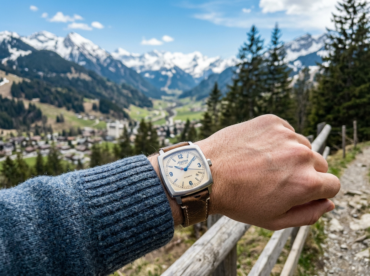 Page: ALPINA - Juwelier Leitner Innsbruck | Tirol. Context: Alpiner Heritage Carrée Automatic 140 Ye